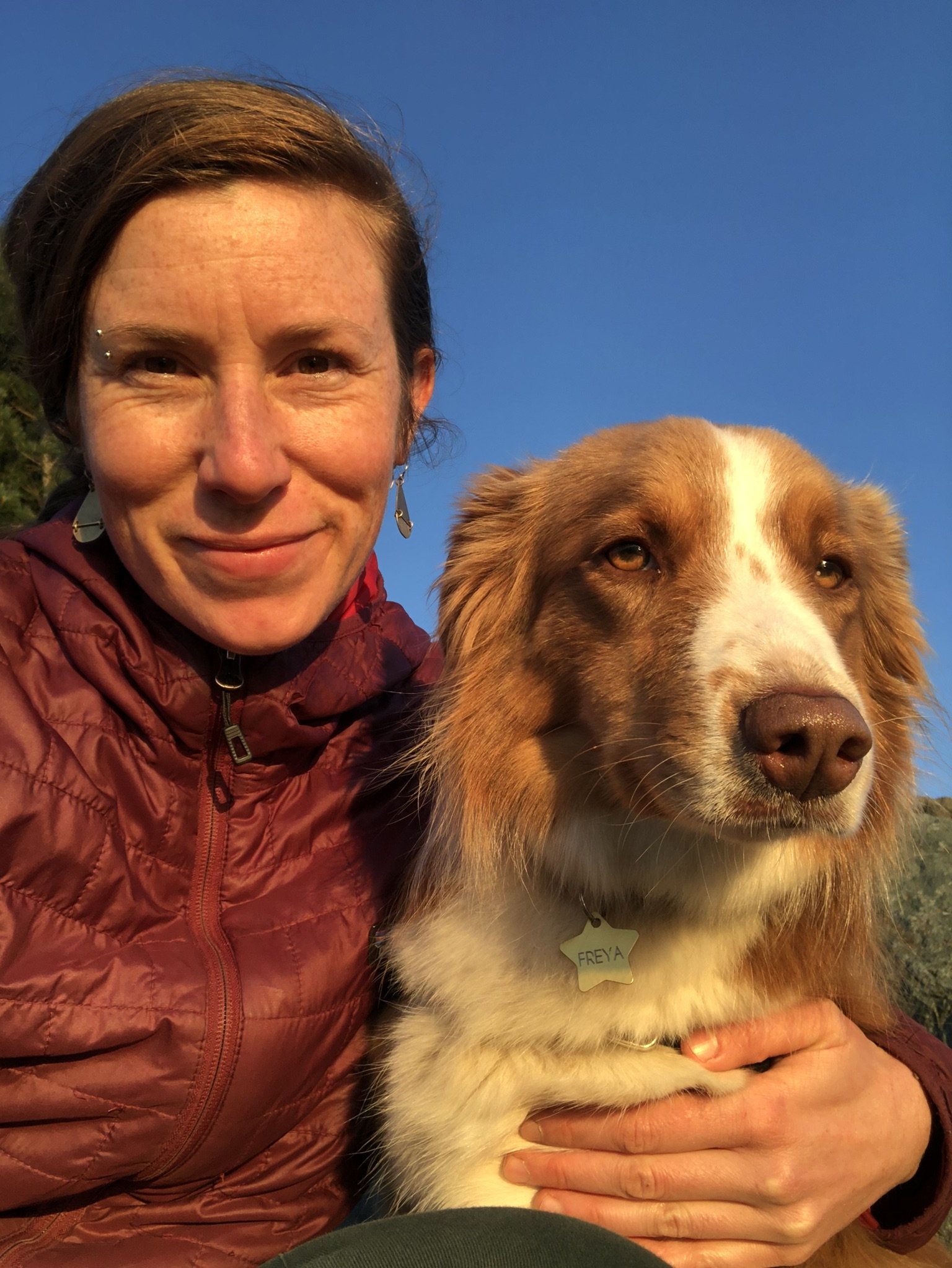 Ellie posed with her dog